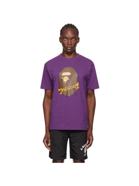 Purple Katakana Ape Head T-Shirt