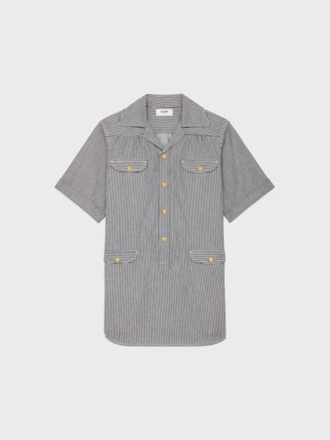 CELINE tunic mini dress in hickory striped cotton