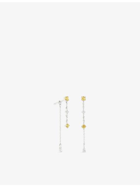 ASTRID & MIYU Chain Drop 14ct White-Gold, Lab-Grown Diamond And Yellow Sapphire Drop Earrings
