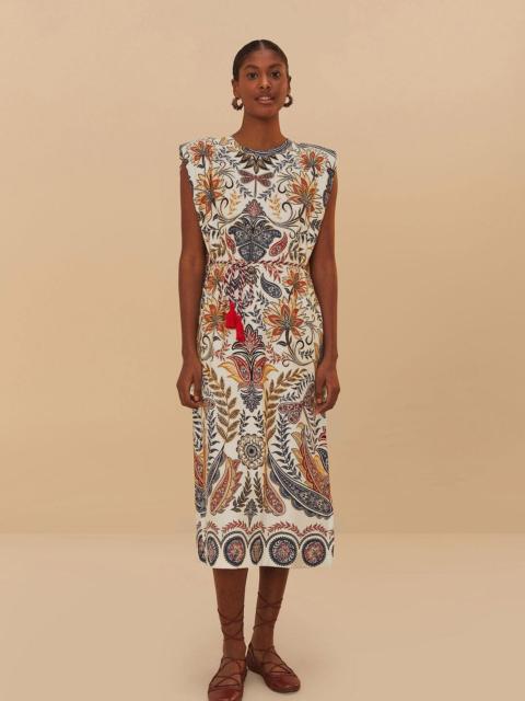FARM RIO Off-White Boho Glam Midi Dress