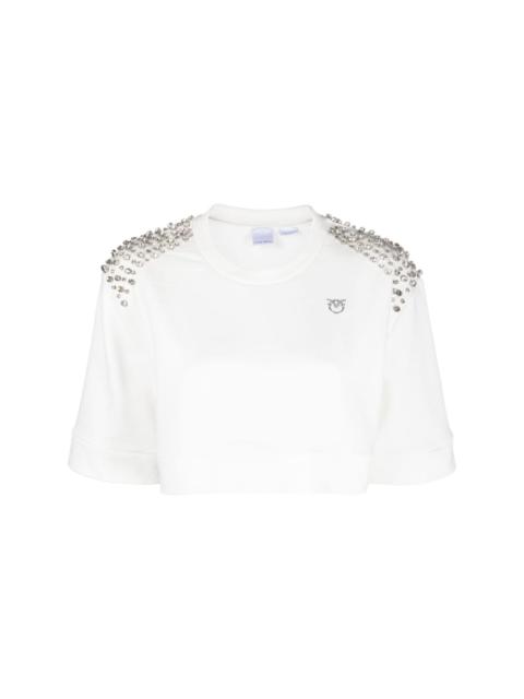 crystal-embellished cropped T-shirt