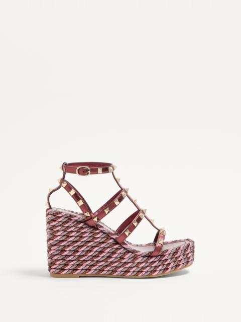 Valentino ROCKSTUD WEDGE SANDAL IN LAMINATED NAPPA WITH 95MM STRAPS
