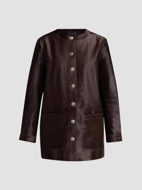 KOBI HALPERIN Women's Lisa Leather & Calf Hair Button-Front Coat - Brown
