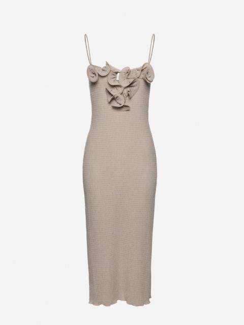 MAGDA BUTRYM Sleeveless crepe beach midi dress in light brown