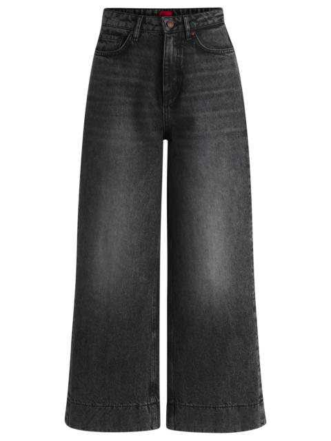 HUGO WIDE-LEG JEANS IN BLACK RIGID DENIM