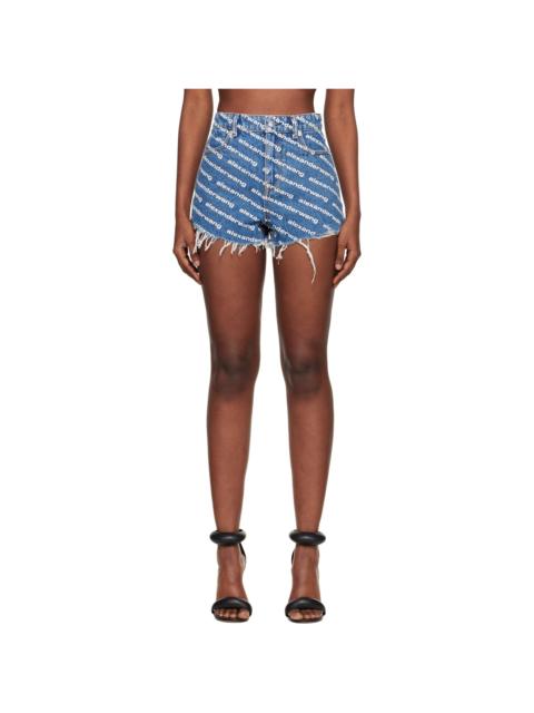 Alexander Wang Blue Denim Bite Logo Shorts