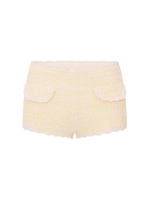 LoveShackFancy Atlanta Knit Cotton-Blend Mini Shorts yellow