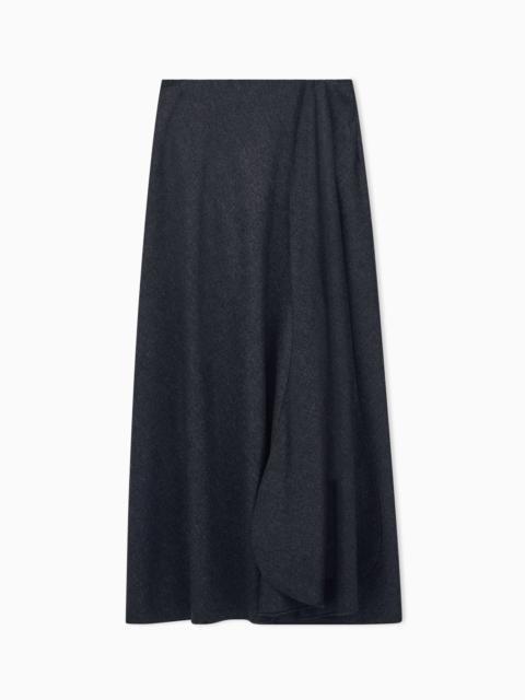 GIORGIO ARMANI SKIRT LONG FLANNEL WOOL AND CASHMERE WITH SIDE DRAPE