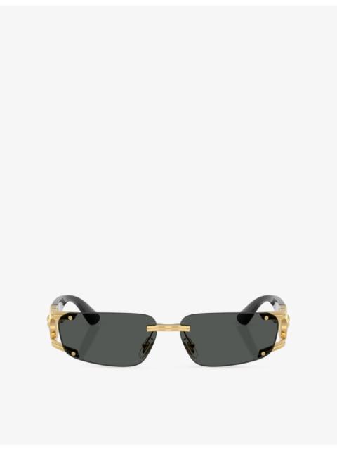 VERSACE VE2291 Rectangle-Frame Metal Sunglasses