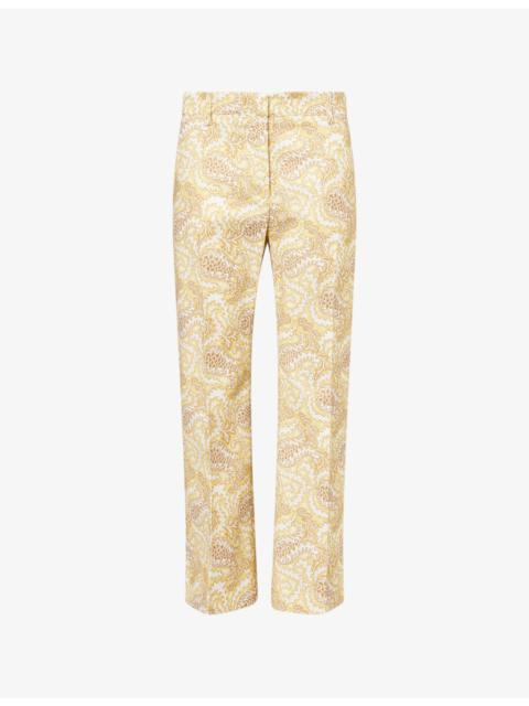WEEKEND Max Mara Floral Print Straight Cotton Trousers