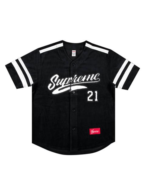 Supreme Velour Baseball Jersey 'Black'