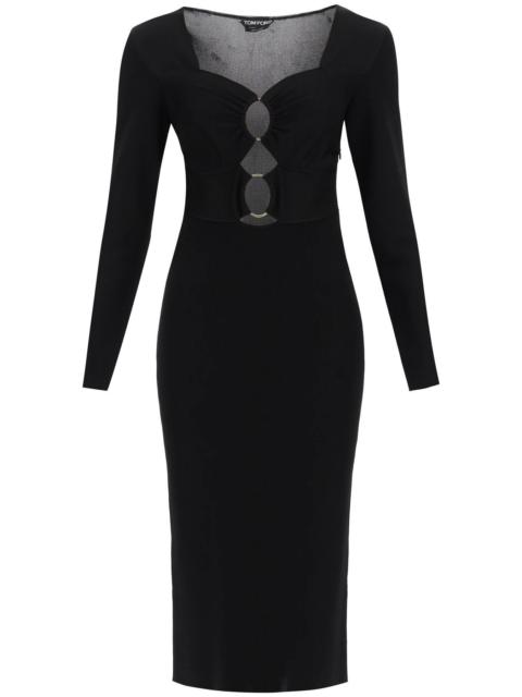 TOM FORD KNITTED MIDI DRESS WITH CUT-OUTS