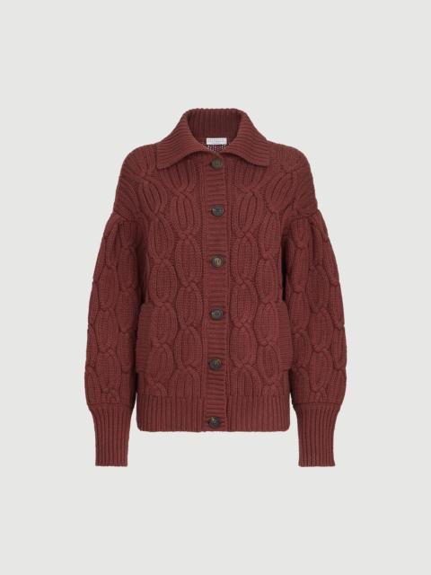 Brunello Cucinelli Cashmere feather yarn heritage cable cardigan