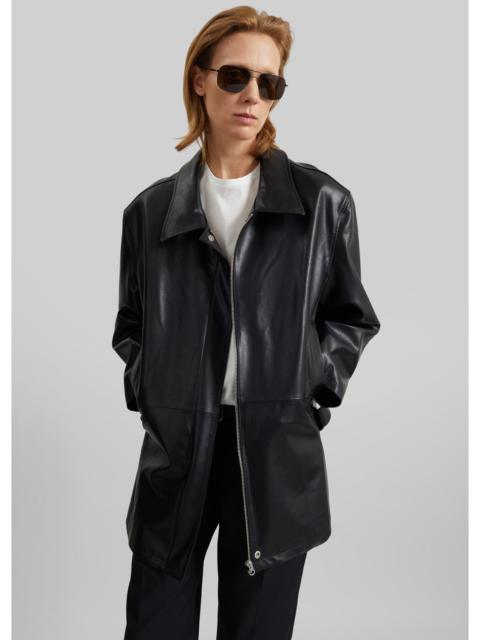 LOW CLASSIC Low Classic Low Waist Artificial Leather Jacket - Black