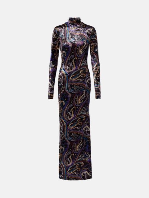 Etro Sequined turtleneck gown