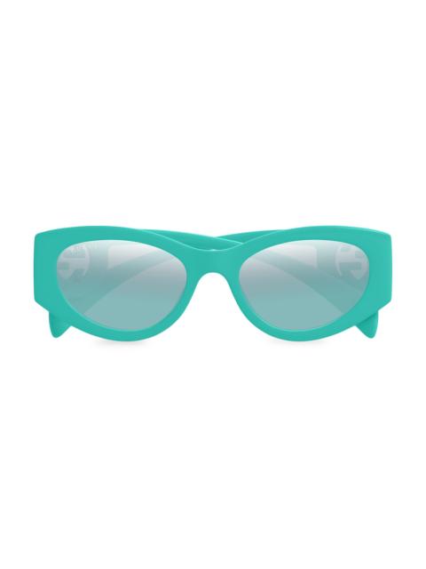 GUCCI Women's Chaise Longue 54MM Cat-Eye Sunglasses - Light Teal Teal