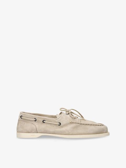 John Lobb Foil Suede Boat Shoes