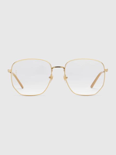 GUCCI Rectangular-frame metal glasses