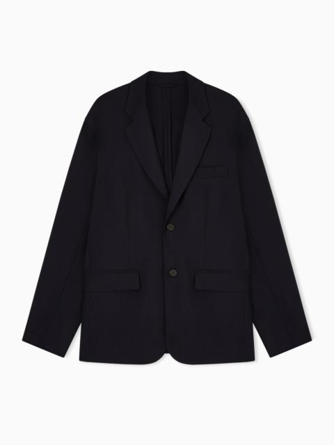 EMPORIO ARMANI SINGLE-BREASTED BLAZER IN COOL WOOL TRAVEL ESSENTIAL