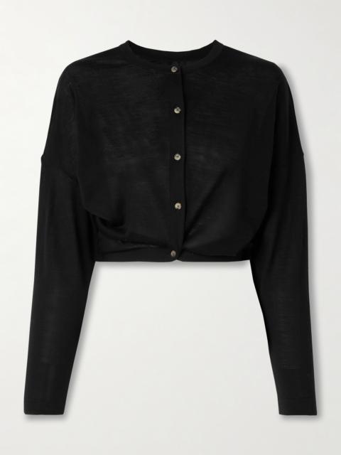 KHAITE Finn Cropped Merino Wool Cardigan