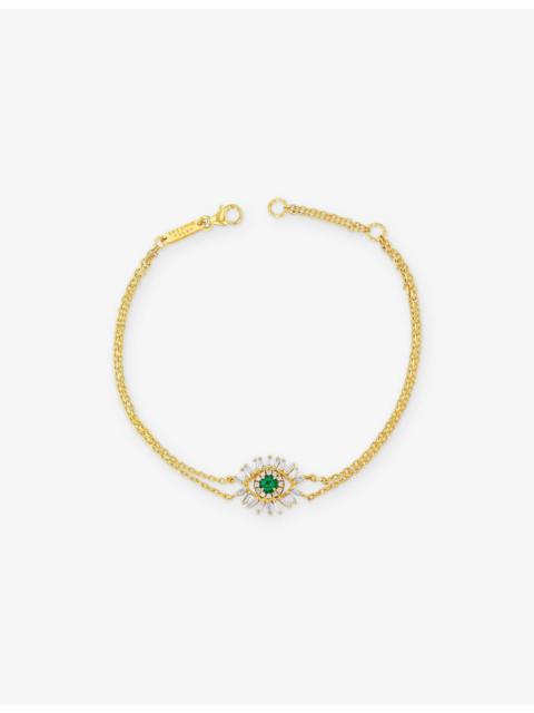 SUZANNE KALAN Evil Eye Mini Turquoise 18ct Gold and Diamond Bracelet