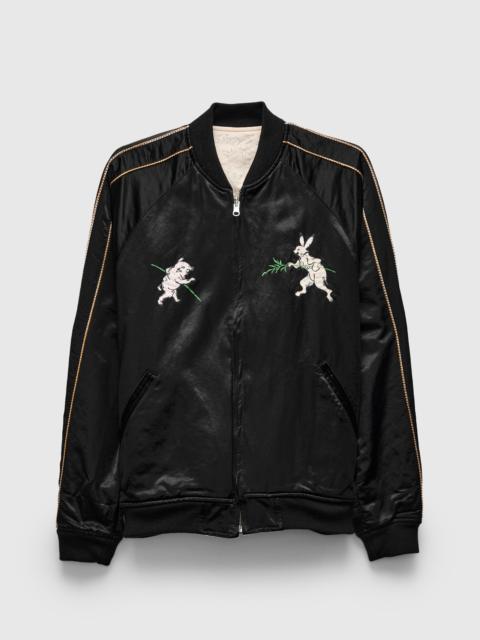 Studio D'Artisan "Bird and Beast" Reversible Sukajan Souvenir Jacket in Black/Ecru