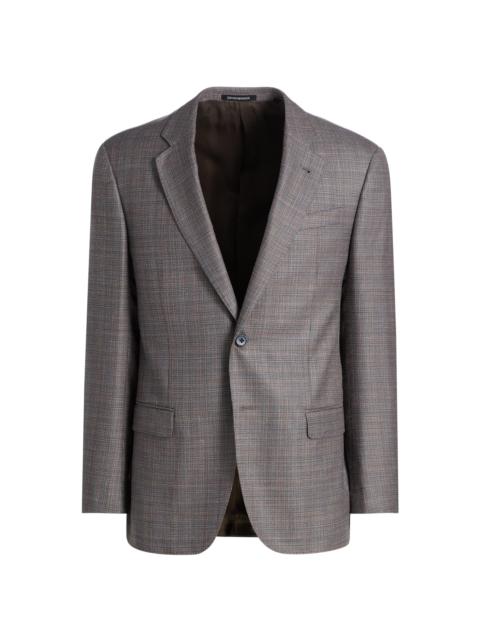 EMPORIO ARMANI Men's Woven Wool-Silk-Linen Sport Coat - Blue Orange