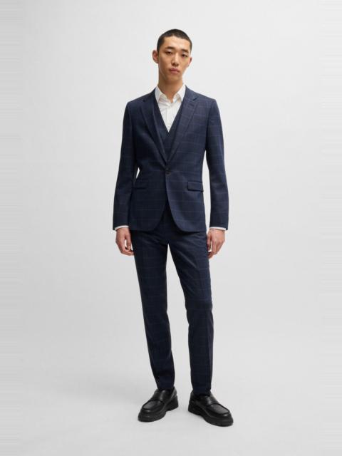 HUGO EXTRA-SLIM-FIT SUIT IN CHECKED PERFORMANCE-STRETCH CLOTH