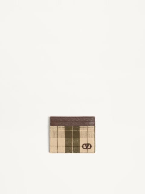 VLOGO SIGNATURE CARDHOLDER IN CHECKED FABRIC