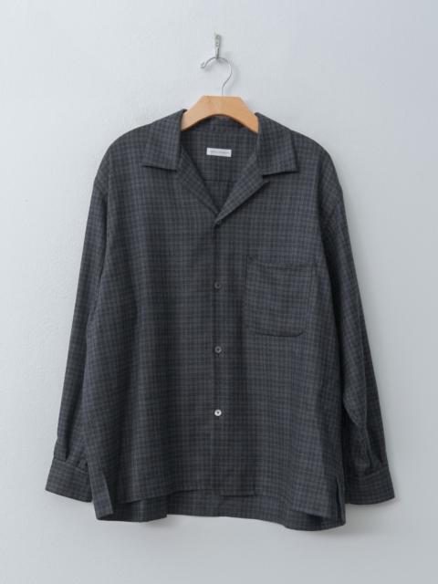 KAPTAIN SUNSHINE Wool Plaid Open Collar Shirt - Charcoal