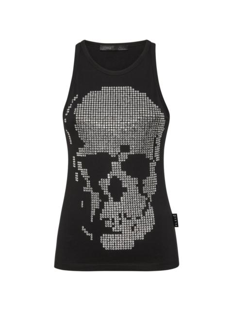 skull-embellished ribbed tank top