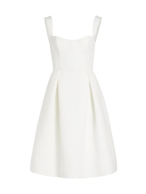 AMSALE Women's Faille Knee-Length Bridal Dress - Silk White