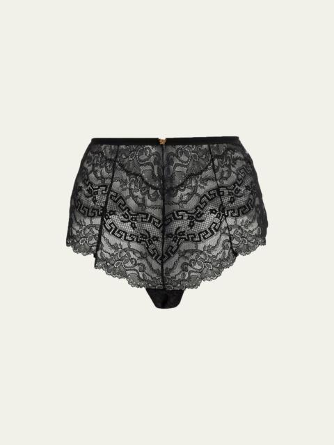 VERSACE High-Rise Barocco Lace Briefs