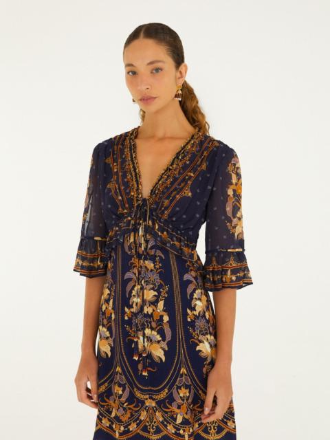 FARM RIO Liz Ruffled Short Sleeve Mini Dress