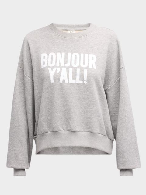 Cinq à Sept Bonjour Y'all Drop-Shoulder Cotton Sweatshirt