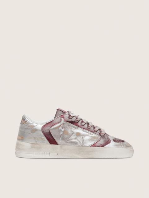 Golden Goose Men’s Stardan LAB in burgundy and silver leather and glitter