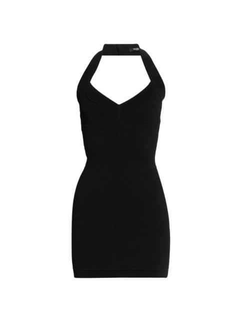 Balmain Women's Compact Knit Halter Minidress - Noir