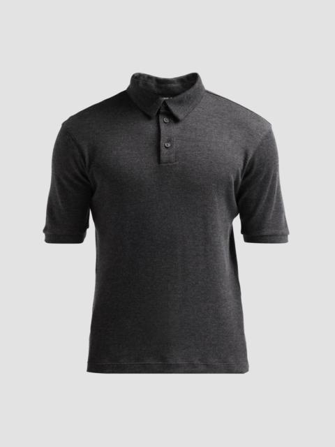 GIORGIO ARMANI Men's Cashmere Polo Shirt - Grigio Scuro Melange