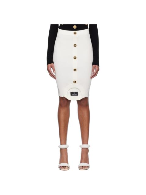 Balmain White Optical Illusion Ribbed Knit Miniskirt