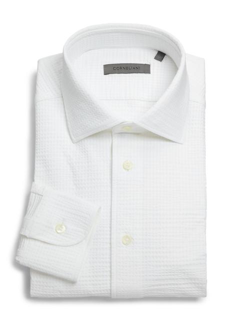 CORNELIANI Men's Performance Seersucker Shirt - White Seersucker