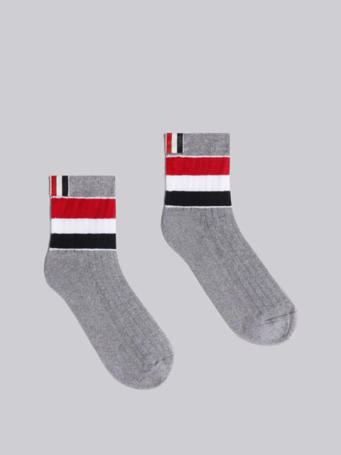 Thom Browne Light Grey Cotton Multicolor Wide Stripe Athletic Ankle Socks