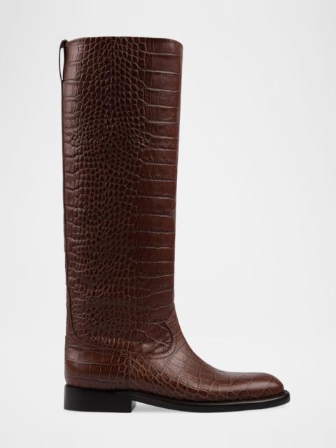 PARIS TEXAS Montana Croc-Embossed Leather Riding Boots