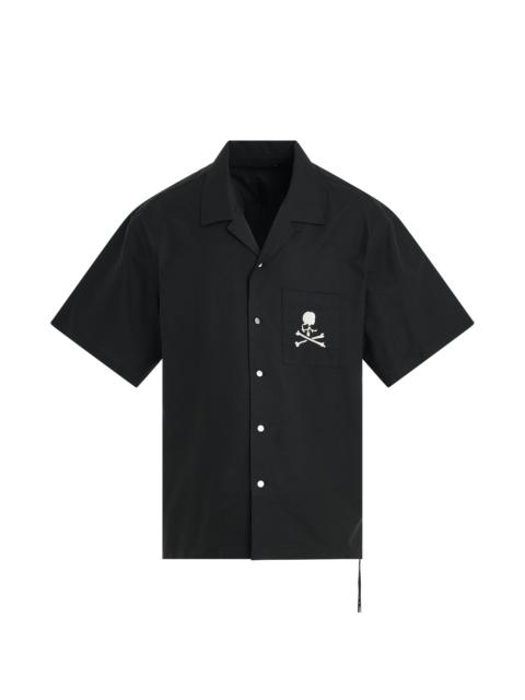 Open Collar Short Sleeve Shirt in Black