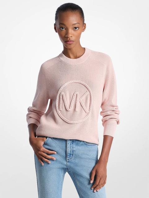 MICHAEL KORS Braided Logo Cotton Blend Sweater