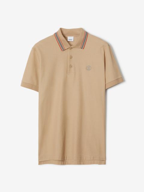 Icon Stripe Collar Cotton Piqué Polo Shirt