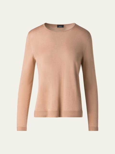 AKRIS Seamless Cashmere-Silk Crewneck Sweater