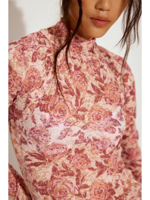 FREE PEOPLE Lyric Sheer Lace Long Sleeve Turtleneck Top