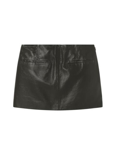 A.L.C. Cowan Glossy Leather Mini Skirt