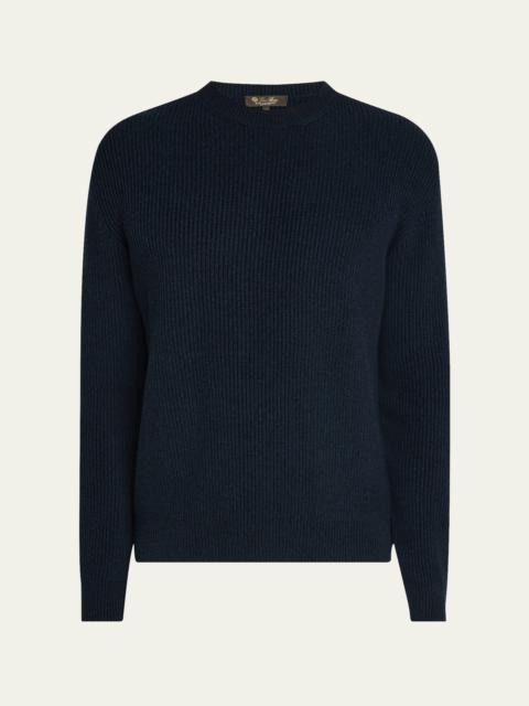 Loro Piana Men's Fobello Cashmere Rib Crewneck Sweater