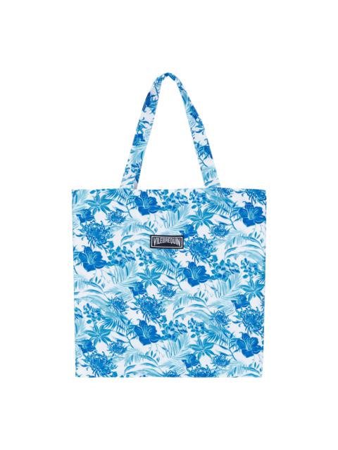 Unisex Linen Beach Bag Tahiti Flowers